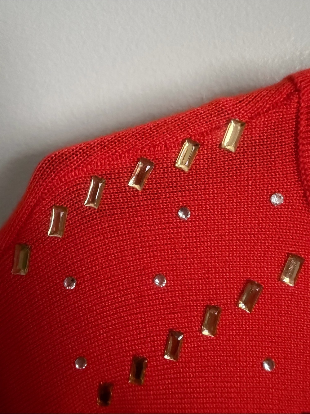 Madison Orange Sweater with Gold Stud Embellishments 3/4 sleeve Size Large - Picture 6 of 10